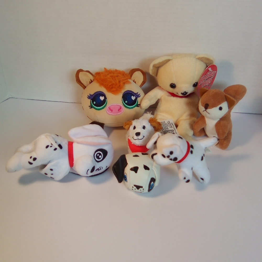 Assorted Plush Toy Lot - White & Brown Dalmation and Companion Stuffed Animals